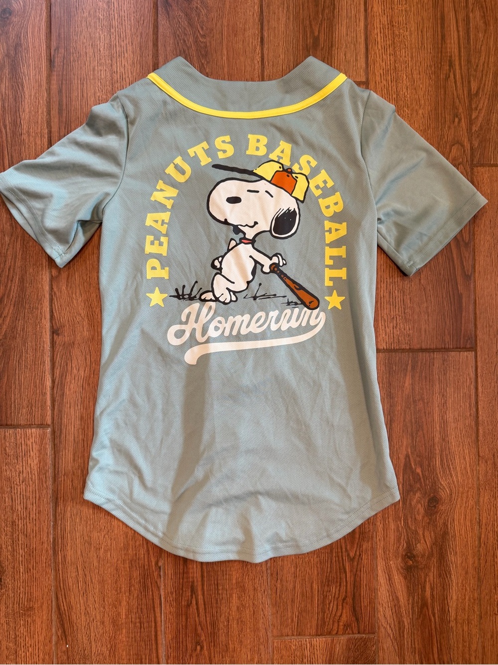 Peanuts Baseball Snoopy 'Homerun' Jersey - Light Blue & Yellow : men’s medium